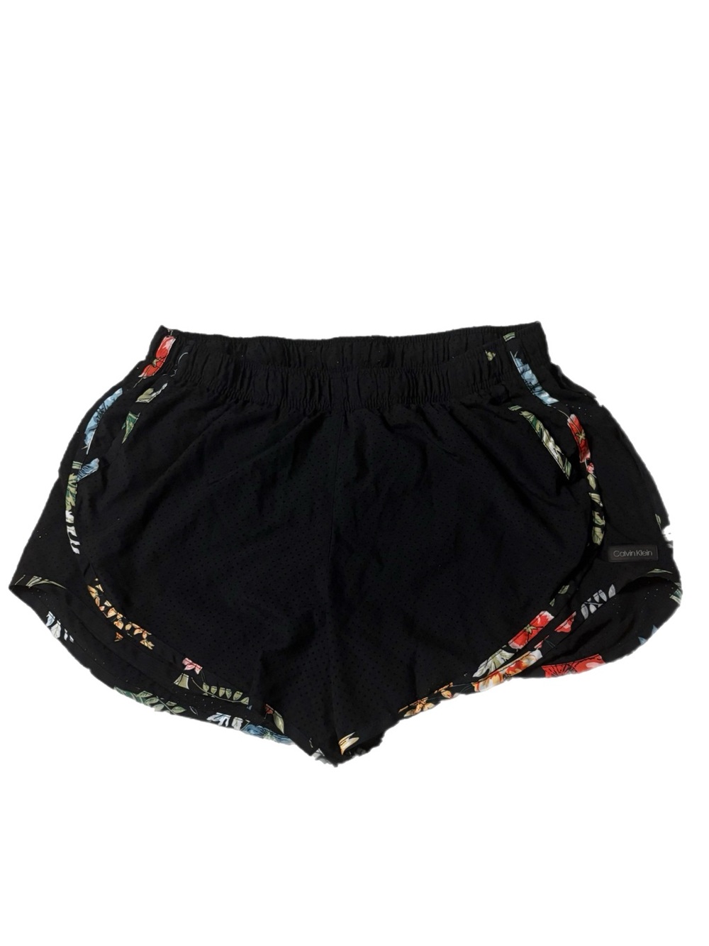 Calvin Klein Activewear Dolphin Shorts Mesh Accents Botanical Print